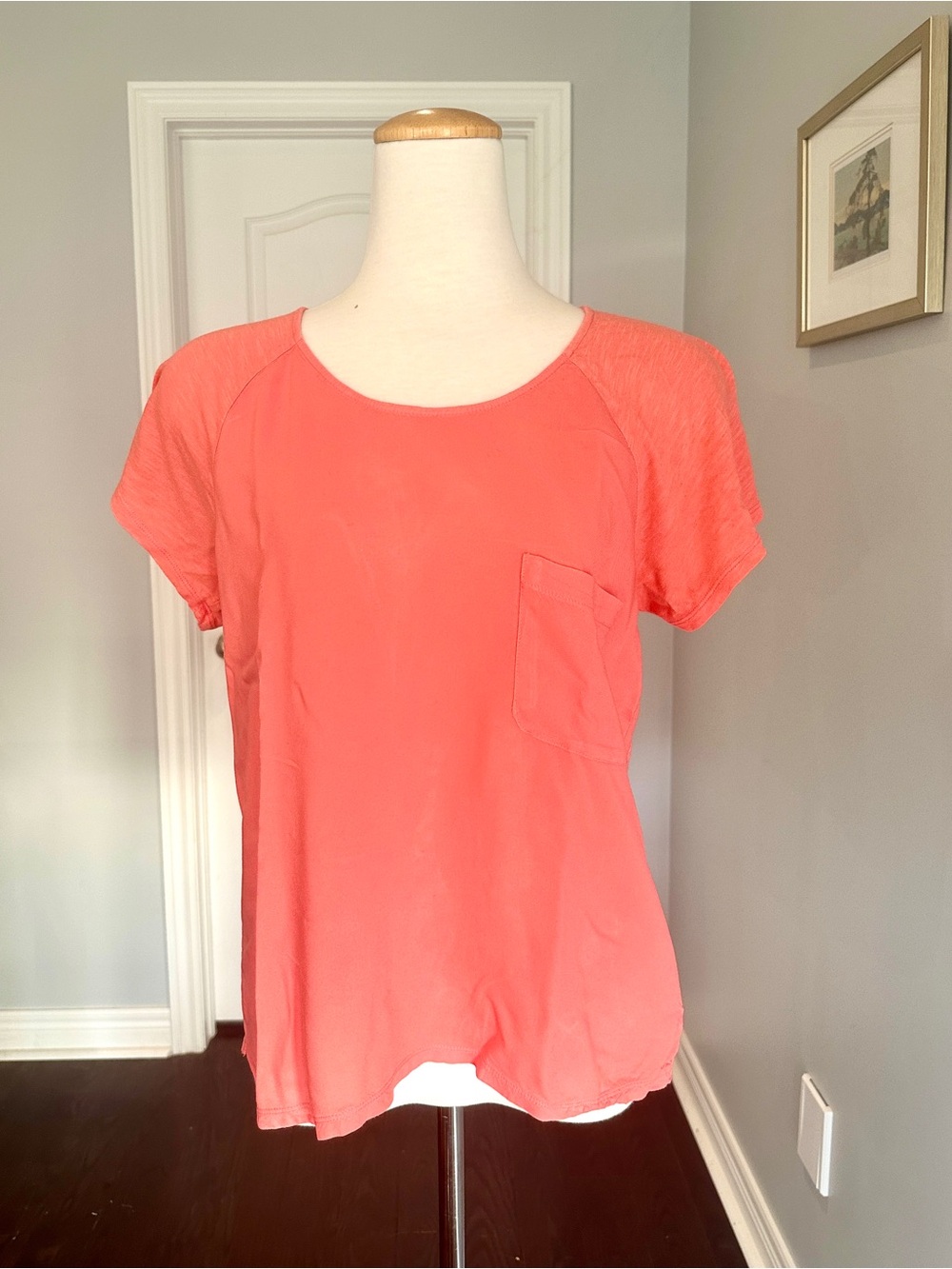 OLD NAVY Coral Short-Sleeve Pocket Blouse